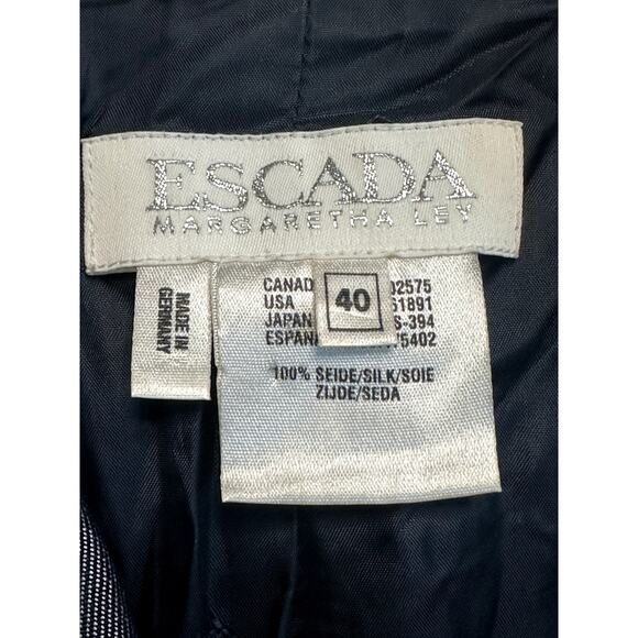 Escada Blue Chambray Button Up Lightweight 100% Silk Coat Size 40 US 8 - Picture 4 of 6